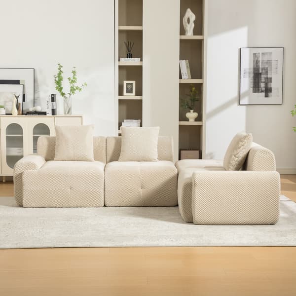 HOMAIRE modulsoffa i chenille med 30D högelastiskt skum, ljus khaki Light Khaki
