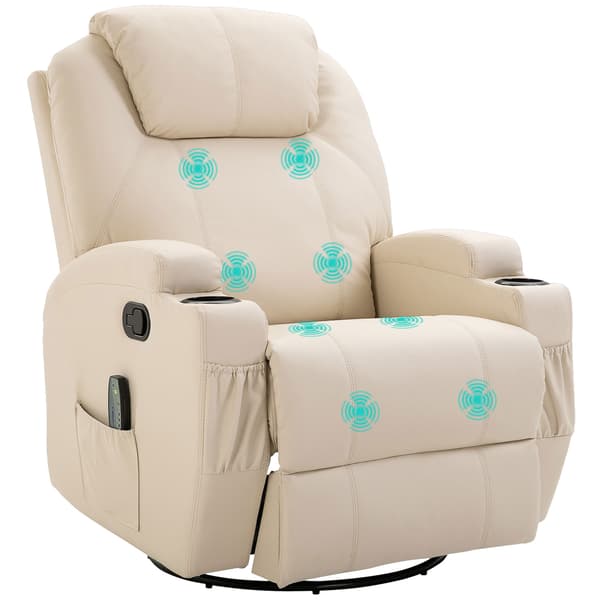 HOMAIRE Relaxsessel med massage, vibration, fotstöd och sidoficka, gräddvit Gräddvit