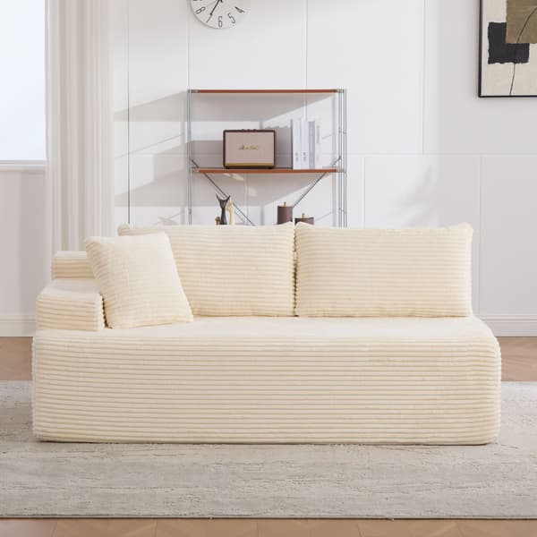 HOMAIRE modulsoffa i chenille med 30D högelastiskt skum, elfenben Ivory