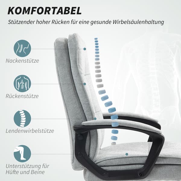 HOMAIRE Ergonomisk kontorsstol med gungfunktion, höj- och sänkbar, max 120 kg, grå Grå