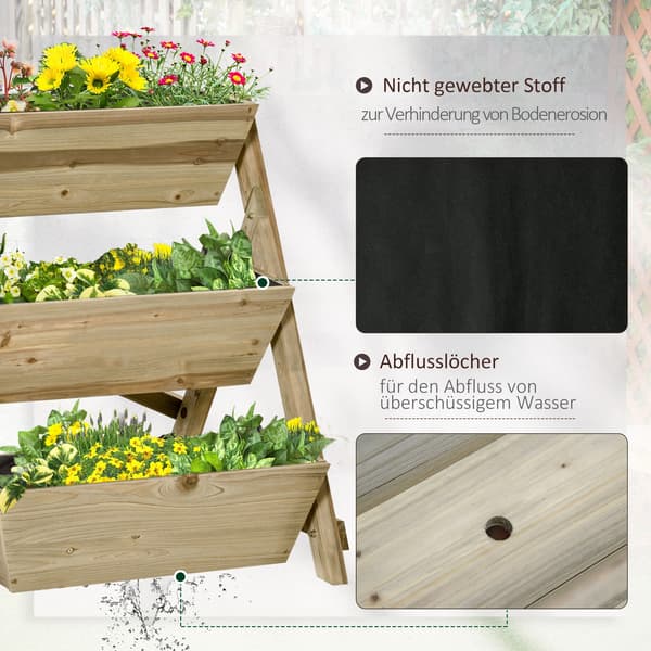 HOMAIRE Trappblombänk i granträ med 3 plan, 71x61x77 cm, grön Grön