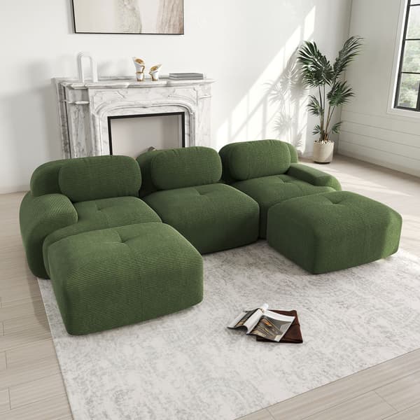 HOMAIRE modulärt U-soffa i premium manchestertyg, grön Grön 298 x 178 x 75 cm