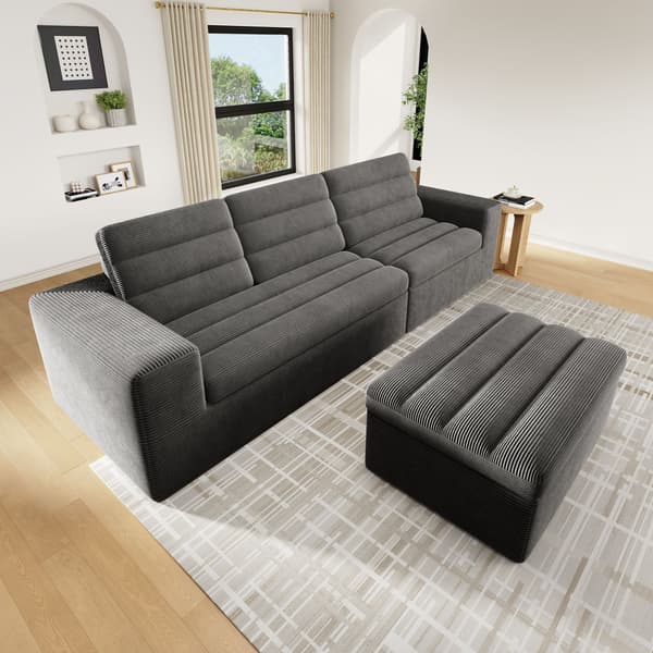 HOMAIRE modulärt L-format hörnsoffa i mörkgrå Manchester, ramfri design Mörkgrå 253 x 161 x 89 cm