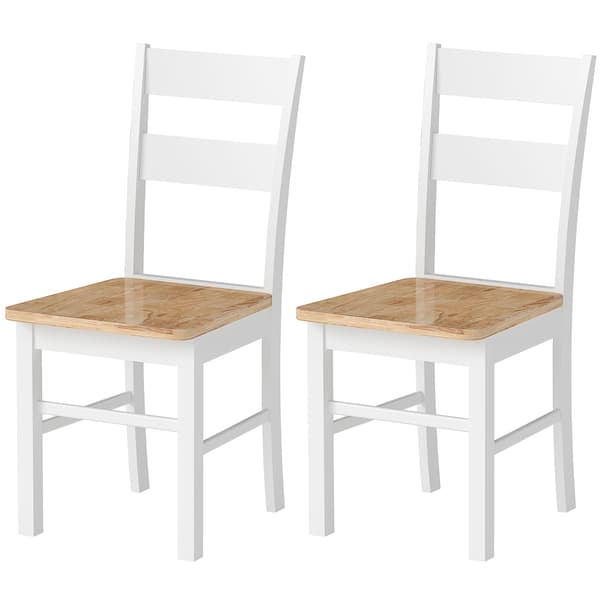 HOMAIRE 2-pack köksstolar i Heveaträ med böjd ribbstol, ek och vit Ek