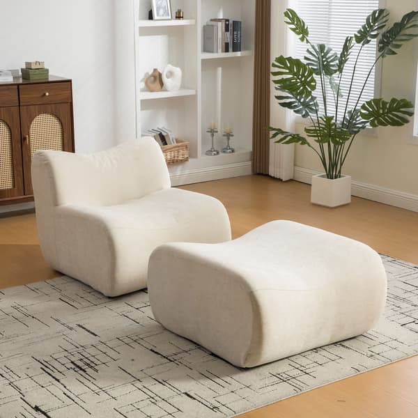 HOMAIRE Moduls soffa i chenilletyg med 30D högelastiskt skum, lätt att flytta, halkfri botten, beige Beige