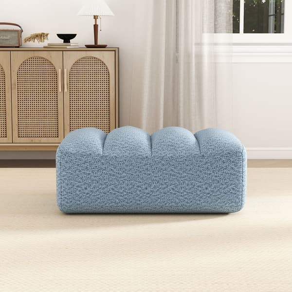 HOMAIRE Brravo Ottoman Granular Fleece Blå Blå 104 x 61 x 45 cm