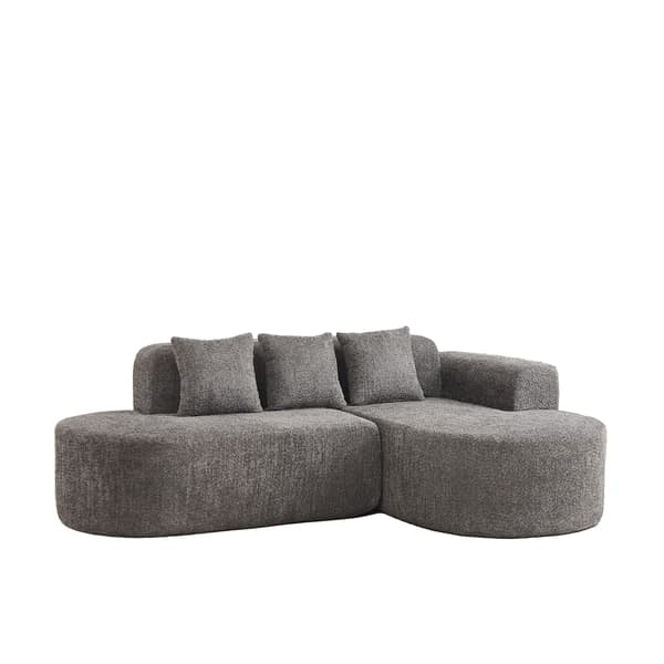 HOMAIRE Modern L-förmigt Ecksofa i anthrazit med rundat design och Chenille-stoff Grå