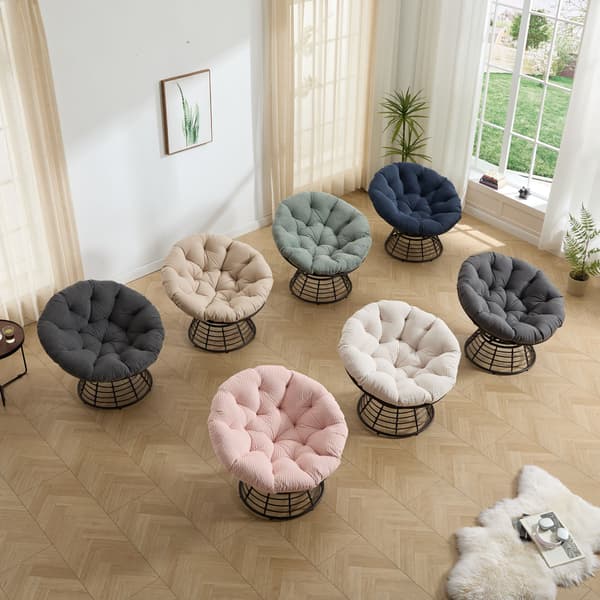 HOMAIRE Ergonomisk Papasan-stol med 360° Sväng, Grå Kudde och Brun Stålram Grå