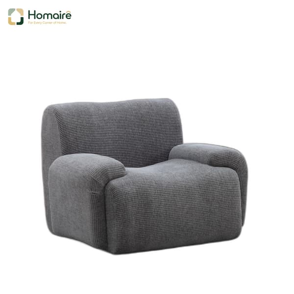 HOMAIRE Chenille Fåtölj med Pall, Vakuumförpackad med 30D Elastiskt Skum, Monteringsfri - Grå Grå 38.5 x 40 x 113.5 cm