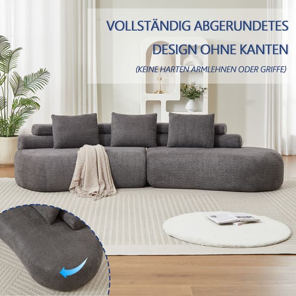 HOMAIRE Modulsoffa i halvmåneformigt Chenille-Design, 3-delad, anthrazitgrå Grå