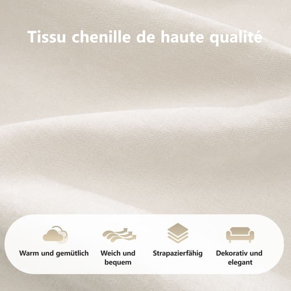 HOMAIRE Elowin Ottoman Chenille Ljusbeige Light beige 78 x 76 x 45 cm