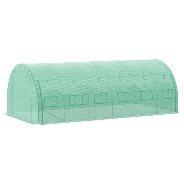 HOMAIRE Polytunnel växthus 6x3x2 m med uppvikbara sidor, UV-skydd, grön Grön