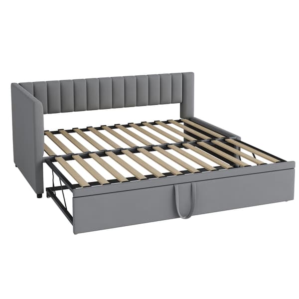 HOMAIRE Multifunktionell L-format bäddsoffa med utdragbar säng 90/180x200 cm, samtyg, grå Grå 208 x 97.5 x 75 cm