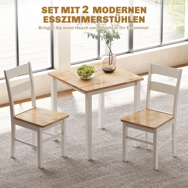 HOMAIRE 2-pack köksstolar i Heveaträ med böjd ribbstol, ek och vit Ek