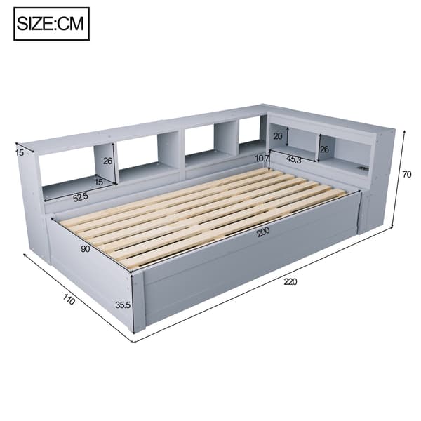 HOMAIRE Multifunktionell Sovsoffa 90x200 cm med LED-ljus och Hydraulisk Sängmekanism, Grå Grå 220 x 110 x 70 cm
