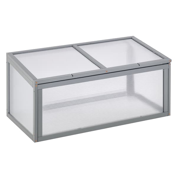 HOMAIRE Mini-växthus i gran och polykarbonat 90x46x40 cm med öppningsbart tak, grå Grå