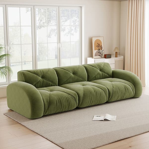 HOMAIRE ramfritt tresitsigt modulsoffa i chenill, grön, extra stor Grön 281 x 95 x 76 cm