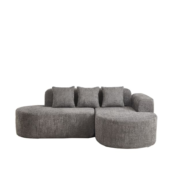 HOMAIRE Modern L-förmigt Ecksofa i anthrazit med rundat design och Chenille-stoff Grå