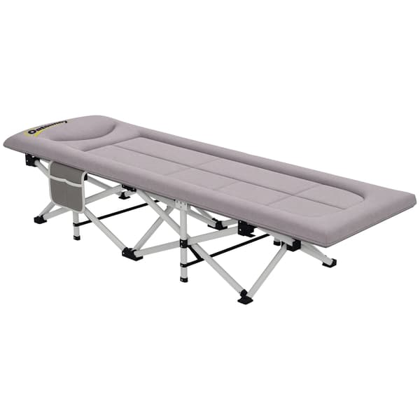 HOMAIRE fällbart campingfältbädd 185x65x37 cm, grå, stålram, mjuk, max 200 kg Grå