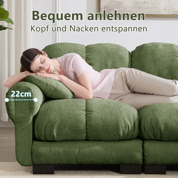 HOMAIRE 4-sits U-formad soffgrupp i chenille med 2 flyttbara ottomaner, grön Grön 330 x 149 x 90 cm