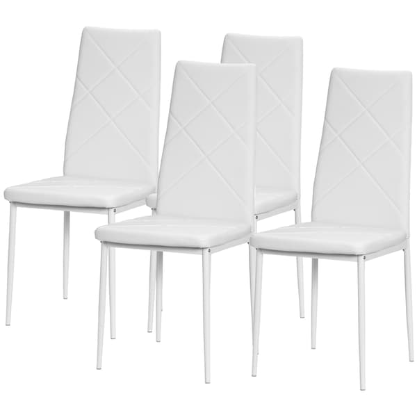 HOMAIRE 4-pack matstolar i vitt konstläder med stålram, 41x50x97 cm Vit