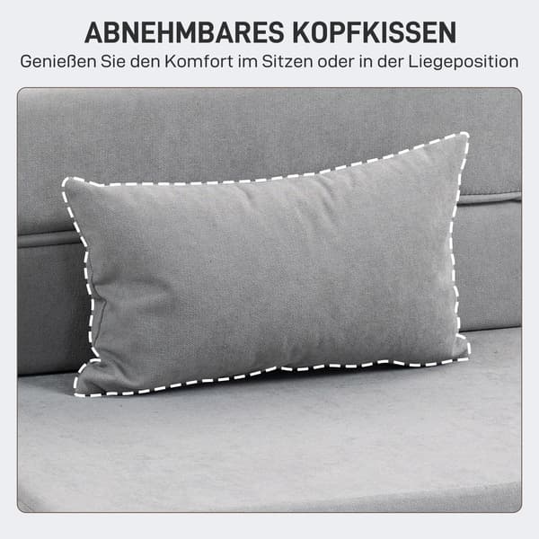 HOMAIRE multifunktionell golvsängsoffa med skum, ljusgrå, inkl. kudde Ljusgrå 210 x 80 x 15 cm
