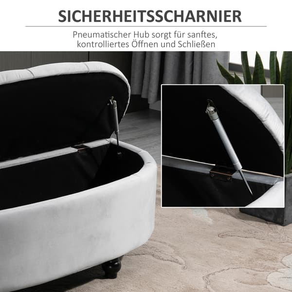 HOMAIRE sittbänk med förvaring i grå sammet 120x46x42 cm, träben Grå