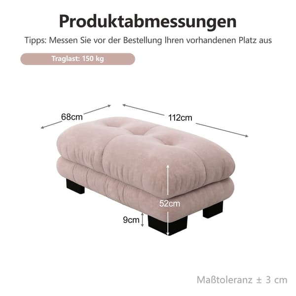HOMAIRE Paris Ottoman - Rosa Chenille Rosa 112 x 68 x 52 cm