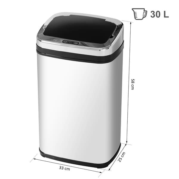 HOMAIRE Sensorpapperskorg 30L i rostfritt stål med rörelsesensor, automatisk öppning, silver Silver