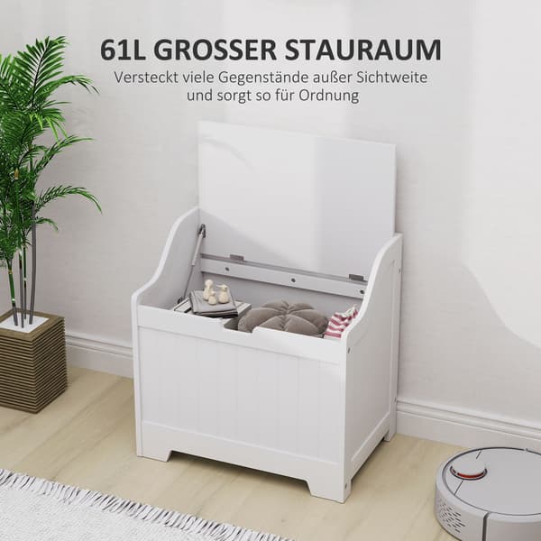 HOMAIRE Förvaringslåda i MDF med lock, vit, 61L rymlig och modern design Vit