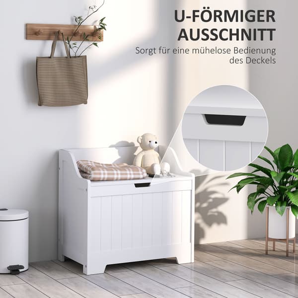 HOMAIRE Förvaringslåda i MDF med lock, vit, 61L rymlig och modern design Vit