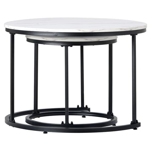HOMAIRE Runt soffbord 2-pack med marmormönster Marble