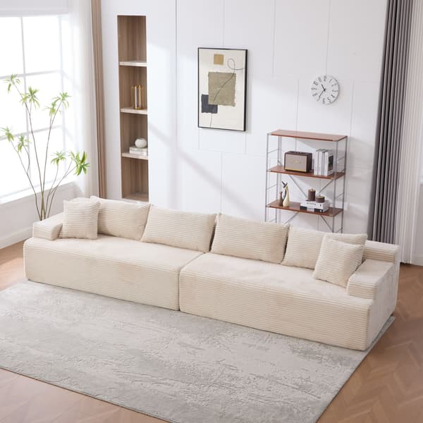 HOMAIRE modulsoffa i chenille med 30D högelastiskt skum, elfenbensvit Ivory