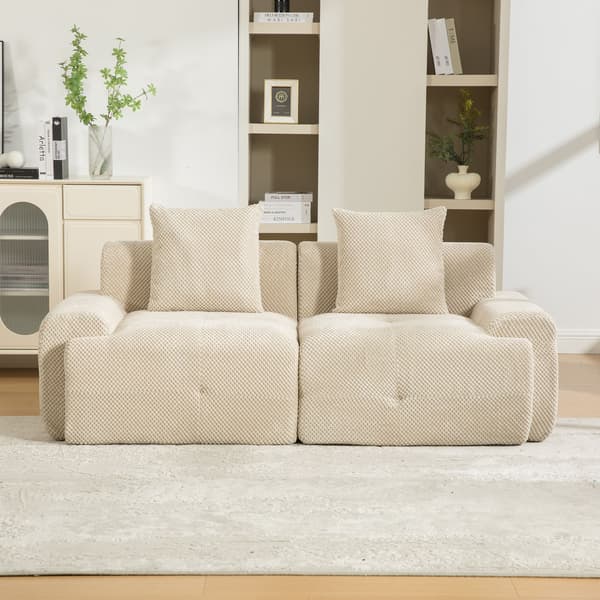 HOMAIRE modulsoffa i chenille med högelastiskt skum, ljus khaki Light Khaki