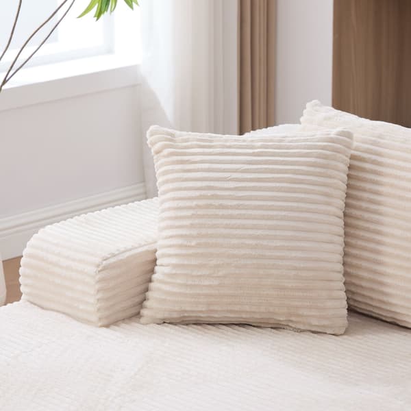 HOMAIRE modulsoffa i chenille med 30D högelastiskt skum, elfenbensvit Ivory