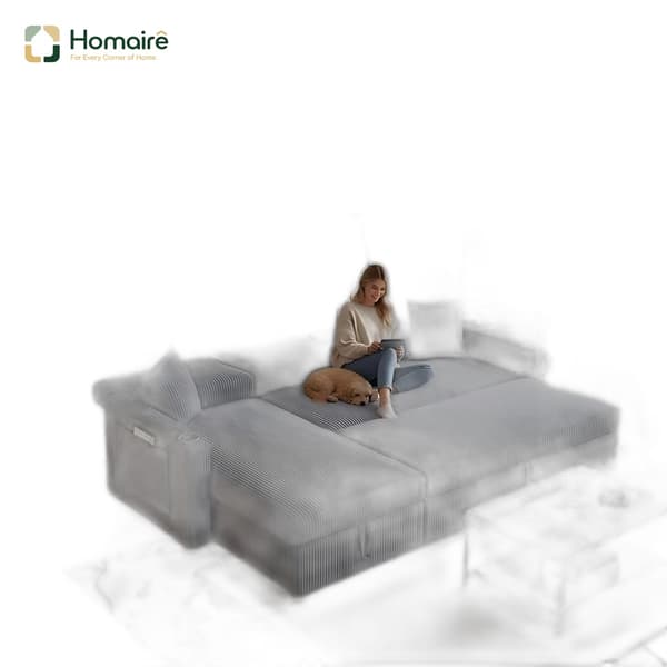 HOMAIRE L-formad soffa med bäddfunktion och förvaring, grå Manchester Grå