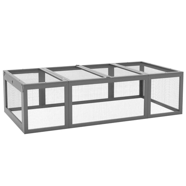 HOMAIRE Kaninbur i grå gran med uppfällbart tak 180x90x48 cm Grå