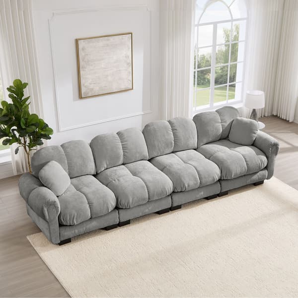 HOMAIRE Soffa med Steppdesign och Eleganta Armstöd, Ljusgrå Chenille Ljusgrå 330 x 86 x 90 cm
