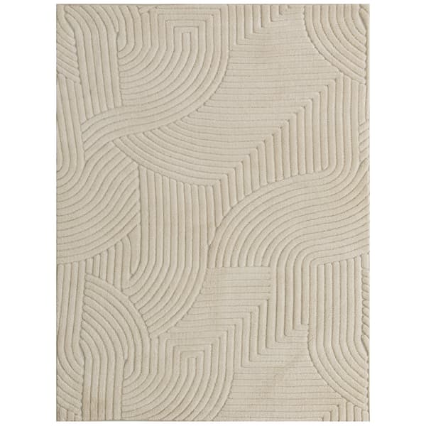 HOMAIRE maskinvävd matta 200x140 cm, 15 mm hög, gräddvit, rutschfri polyester Gräddvit