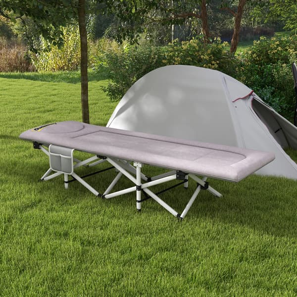 HOMAIRE fällbart campingfältbädd 185x65x37 cm, grå, stålram, mjuk, max 200 kg Grå