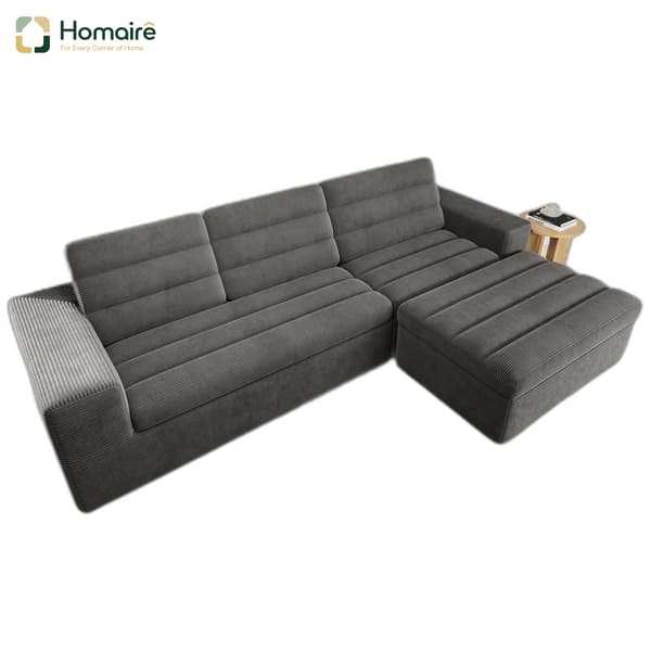 HOMAIRE modulärt L-format hörnsoffa i mörkgrå Manchester, ramfri design Mörkgrå 253 x 161 x 89 cm