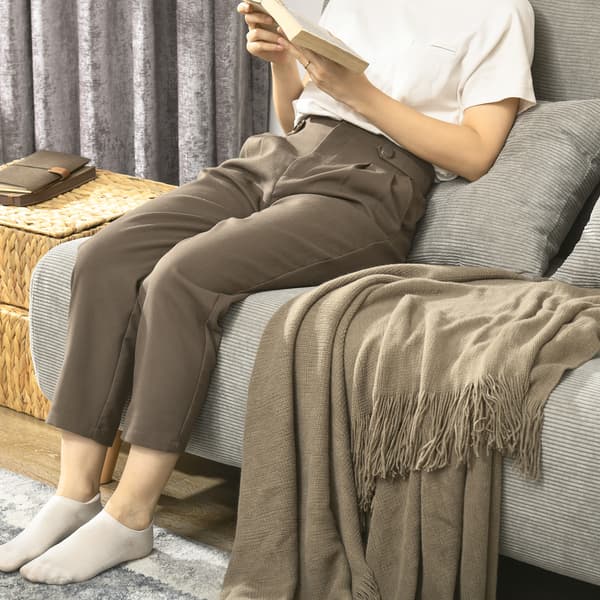 HOMAIRE Schlafsofa med justerbar ryggstöd, grå polyester och bokträ, 141x90x81 cm, max 120 kg Grå