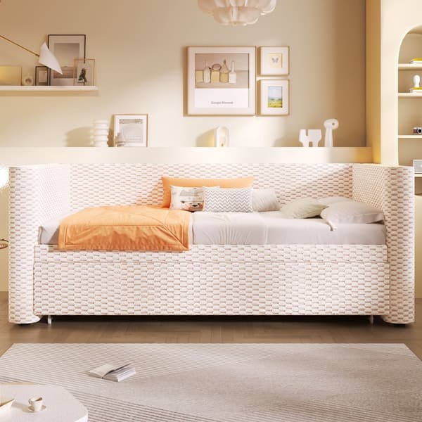 HOMAIRE multifunktionell bäddsoffa med LED-belysning i sammet och MDF-ram, beige Beige 229 x 191 x 68 cm