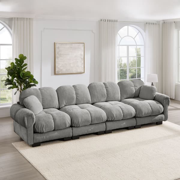 HOMAIRE Soffa med Steppdesign och Eleganta Armstöd, Ljusgrå Chenille Ljusgrå 330 x 86 x 90 cm