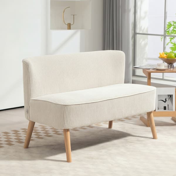 HOMAIRE 2-sits soffa med mjuk stoppning och lättskött gräddvit klädsel, 117x56,5x77 cm Gräddvit