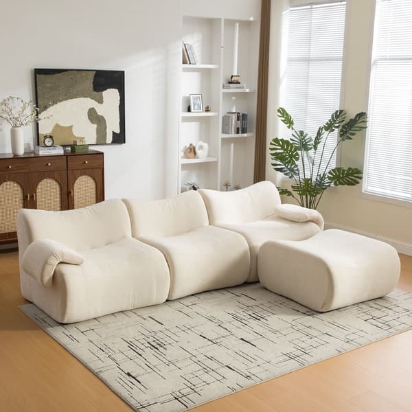 HOMAIRE modulsoffa i chenille med högelastiskt skum, beige Beige