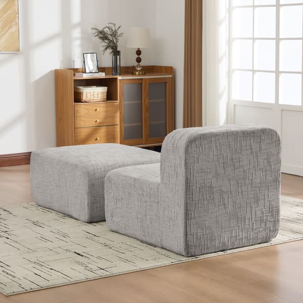 HOMAIRE modulär kompressionssoffa i chenille, fylld med 30D högelastiskt skum, grå Grå 76.5 x 182.5 x 73 cm