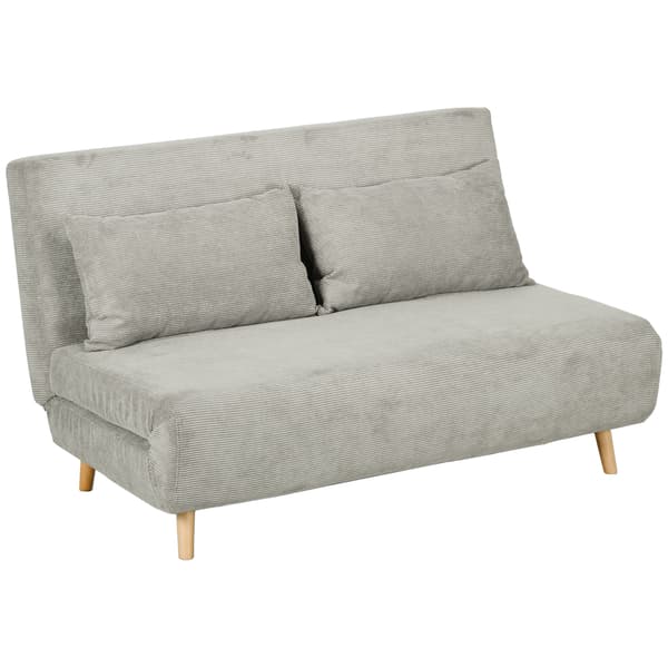 HOMAIRE Schlafsofa med justerbar ryggstöd, grå polyester och bokträ, 141x90x81 cm, max 120 kg Grå