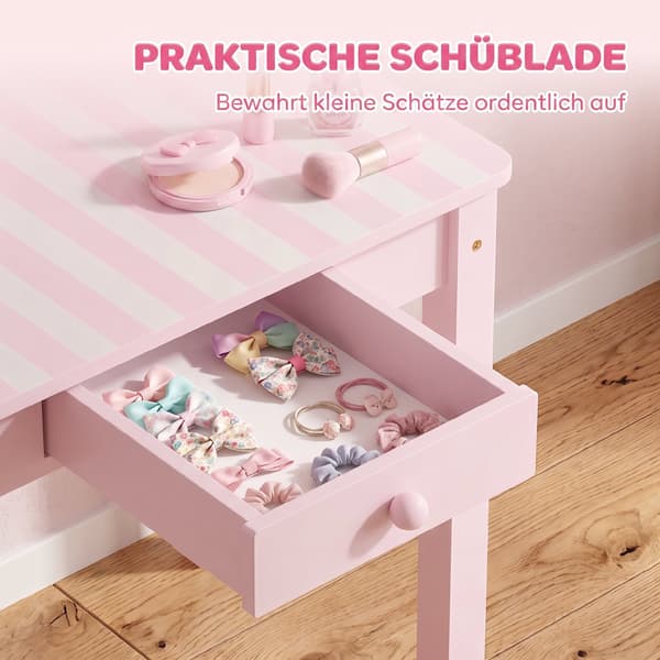 HOMAIRE Sminkbordset 2-i-1 med Hocker för Flickor Rosa Rosa 55 x 34 x 82 cm