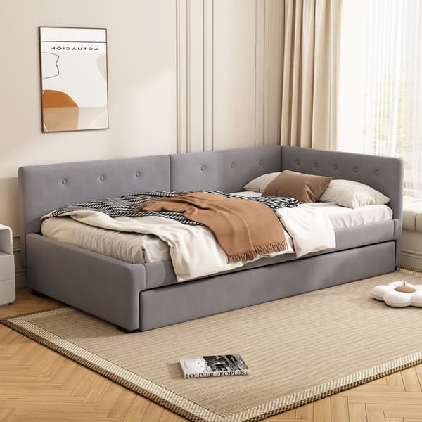 HOMAIRE utdragbar dagbädd med sammet och MDF-ram, grå Grå 210 x 97 x 71 cm